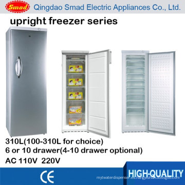 310L 110v 220v vertical deep upright freezer with 10 drawers
